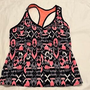 Pink & Black Geometric Racerback Tank Top